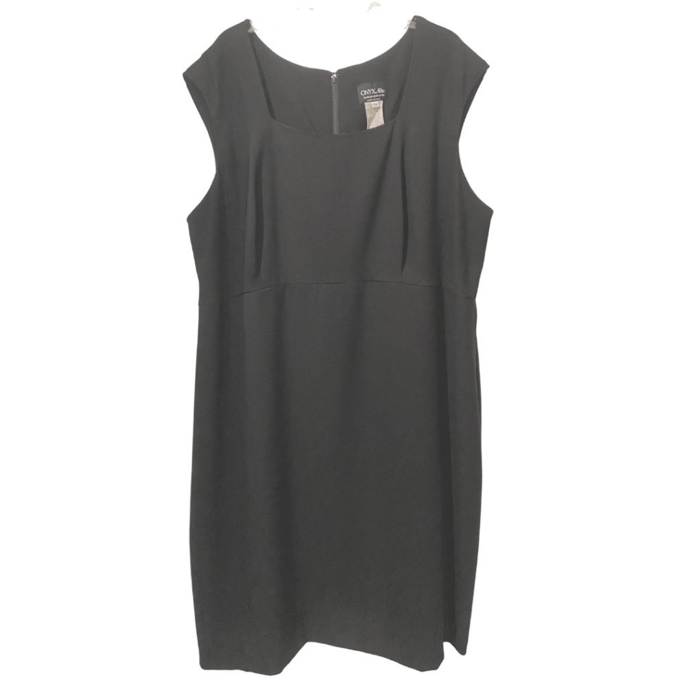 OnyxNite by Wendye Chaitin black sleeveless shift dress sz 24